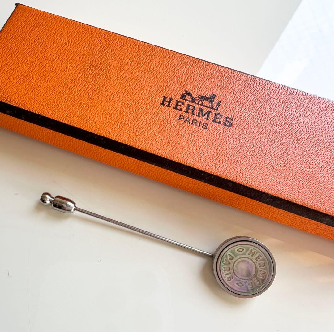 HERMES エルメスセリエラペルピン ハットピン ブローチ シェル