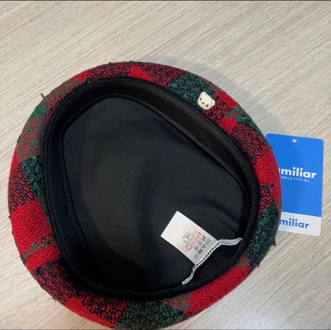 ファミリア ベレー帽 XF赤チェック