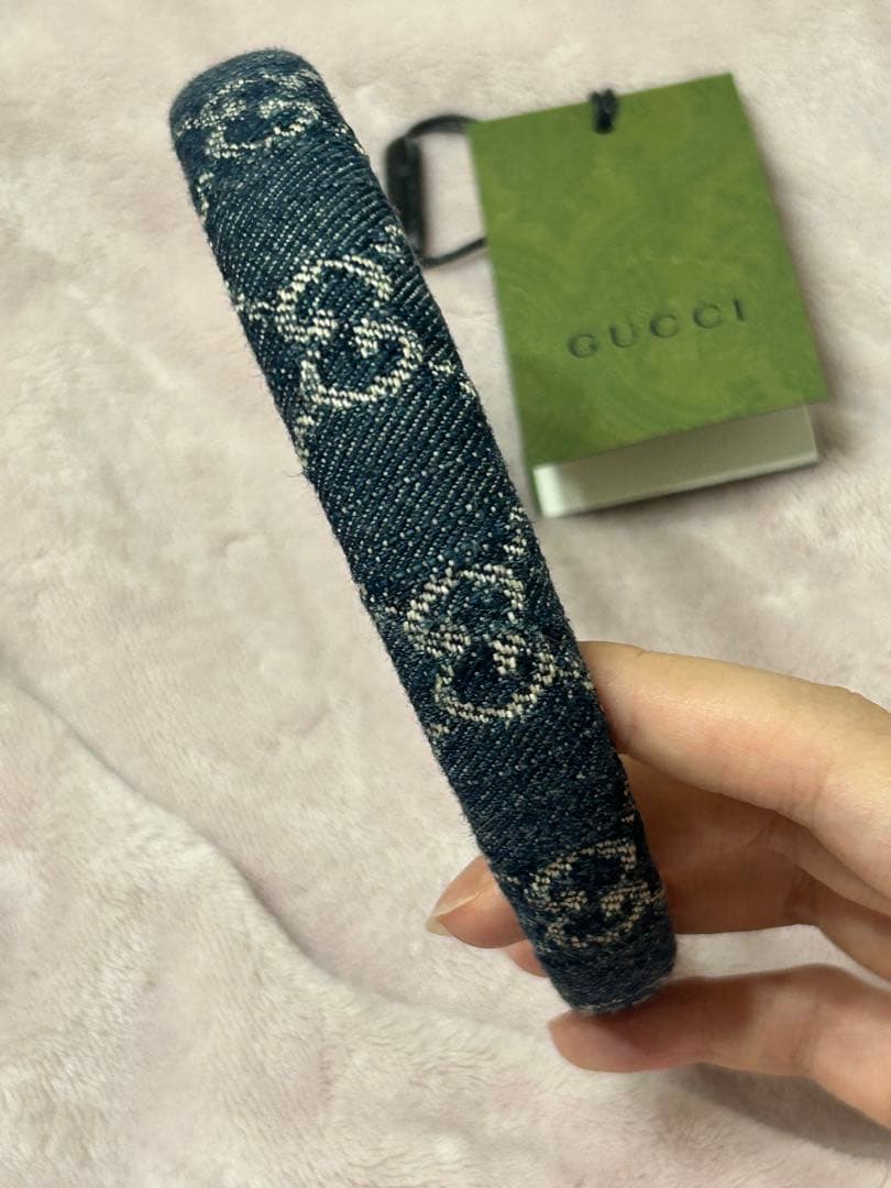 GUCCI デニム柄 ヘアバンド