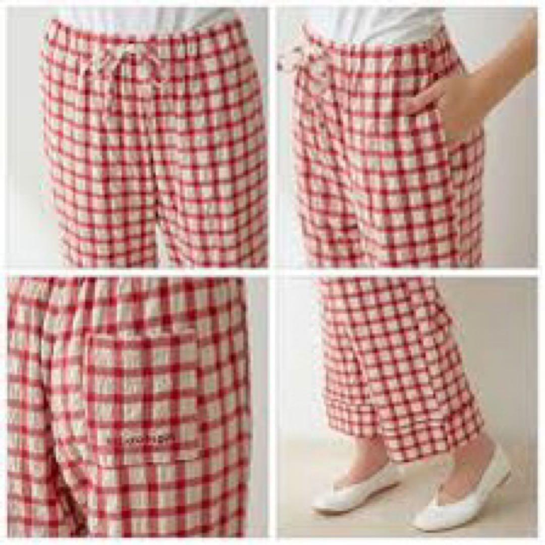 完売レア♡新品未開封♡ジェラートピケ チェックロングパンツ レッド