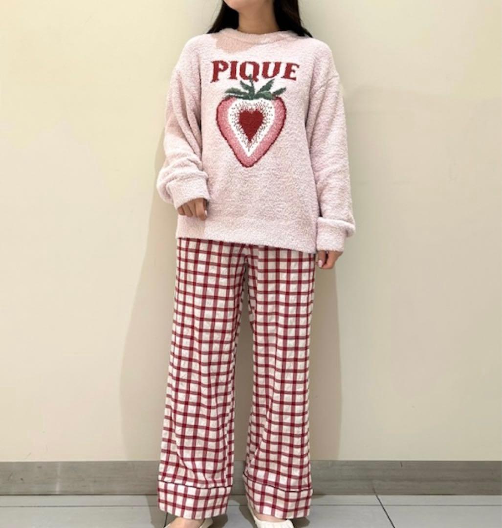 完売レア♡新品未開封♡ジェラートピケ チェックロングパンツ レッド