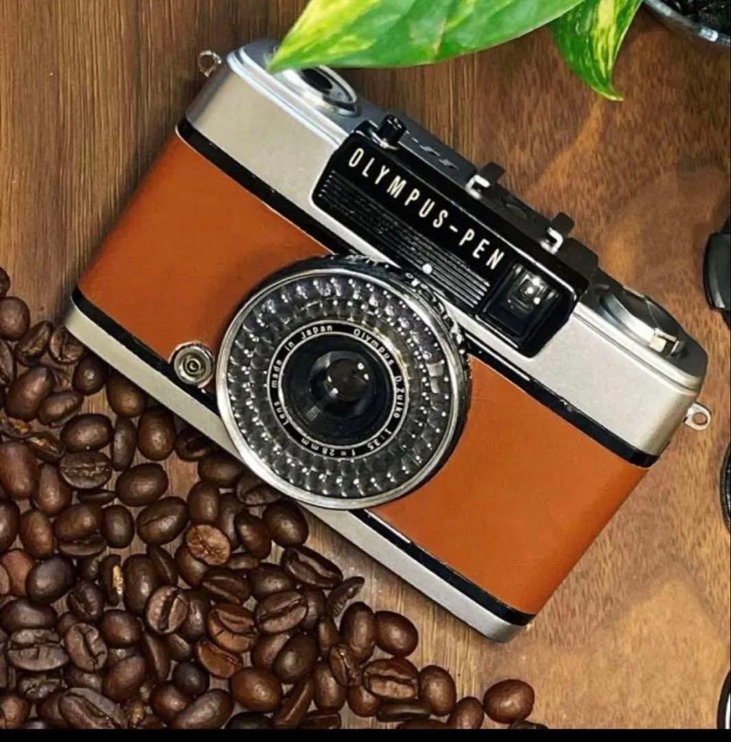 ✴️シボ革グリーンレザー✴️実写・分解整備済✴️オリンパスPEN EE-3 完動品‼️