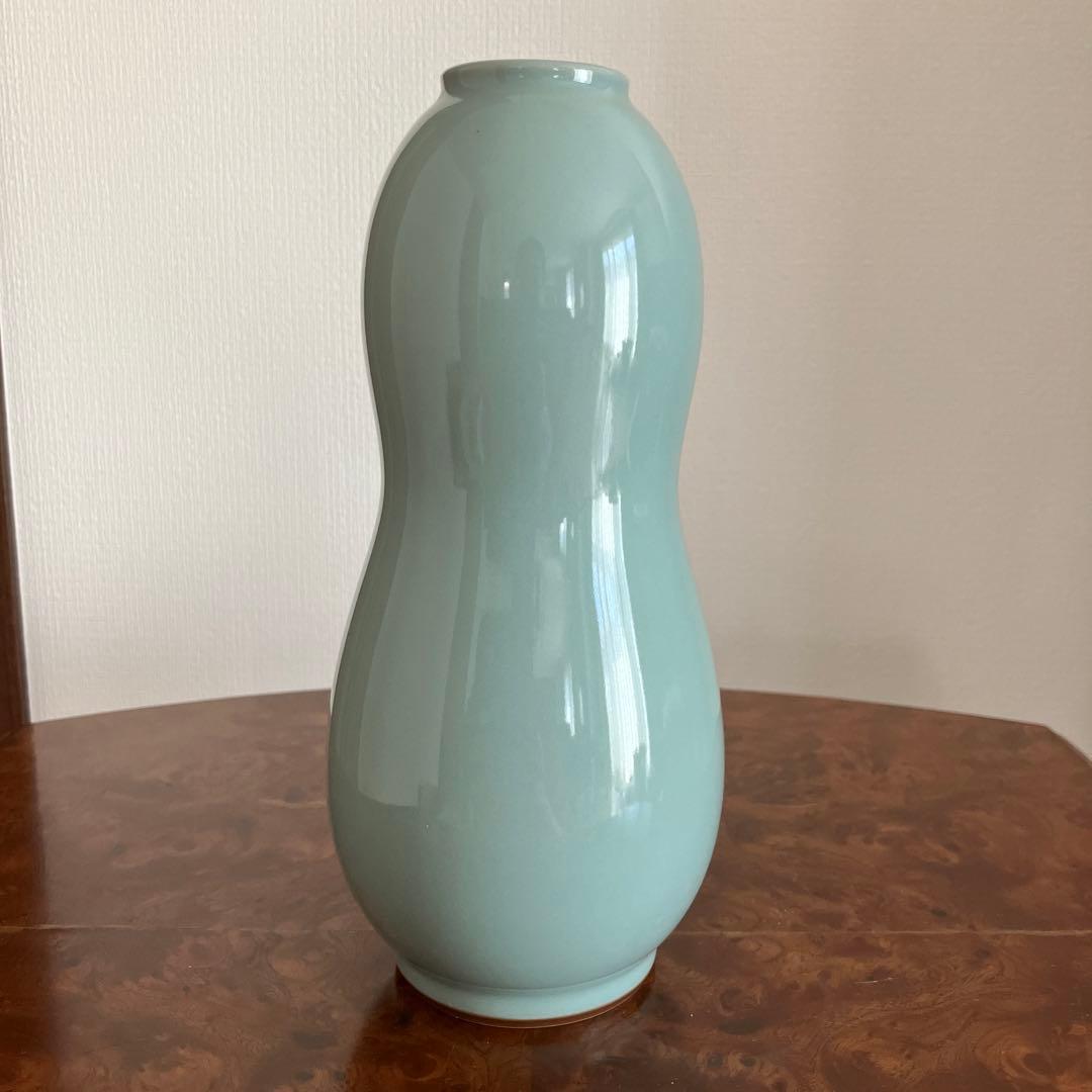 青磁　花入　3代目　諏訪蘇山② 花瓶　青瓷ひさご花入