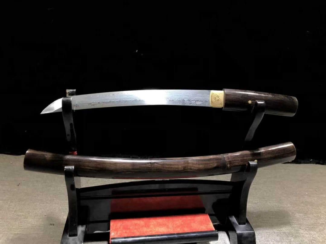 黒檀武士刀リブ差 武具 刀装具 日本刀　模造刀 居合刀 武士道 肋差 短刀