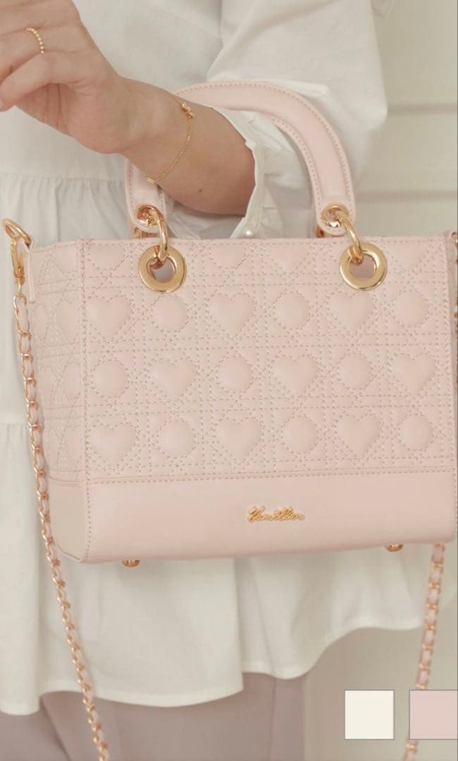 オリジナル ハートキルティング ハンドバッグ le reve vaniller