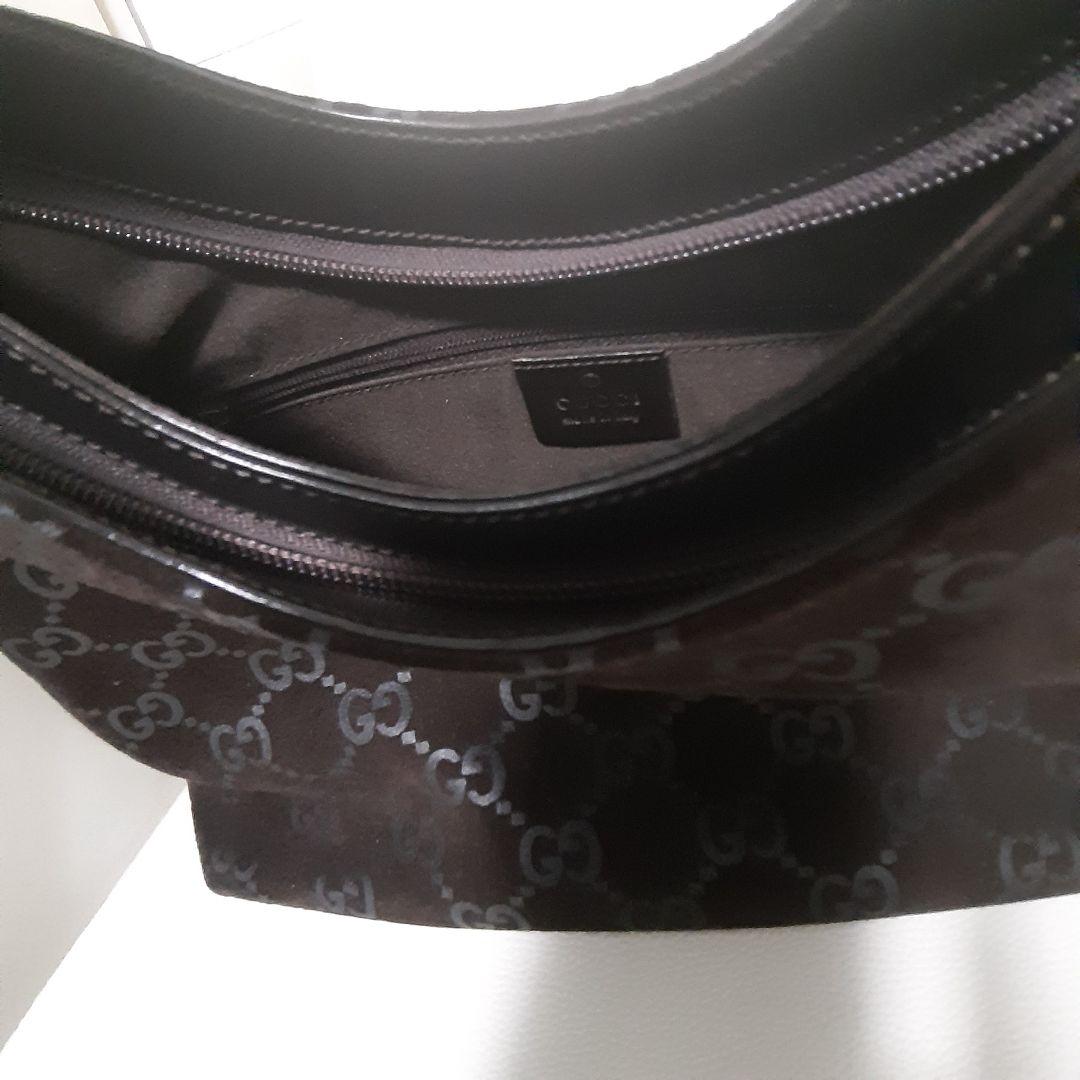 希少GUCCI ブラック GGパターン ショルダーバッグ　スエード☆ブラウン