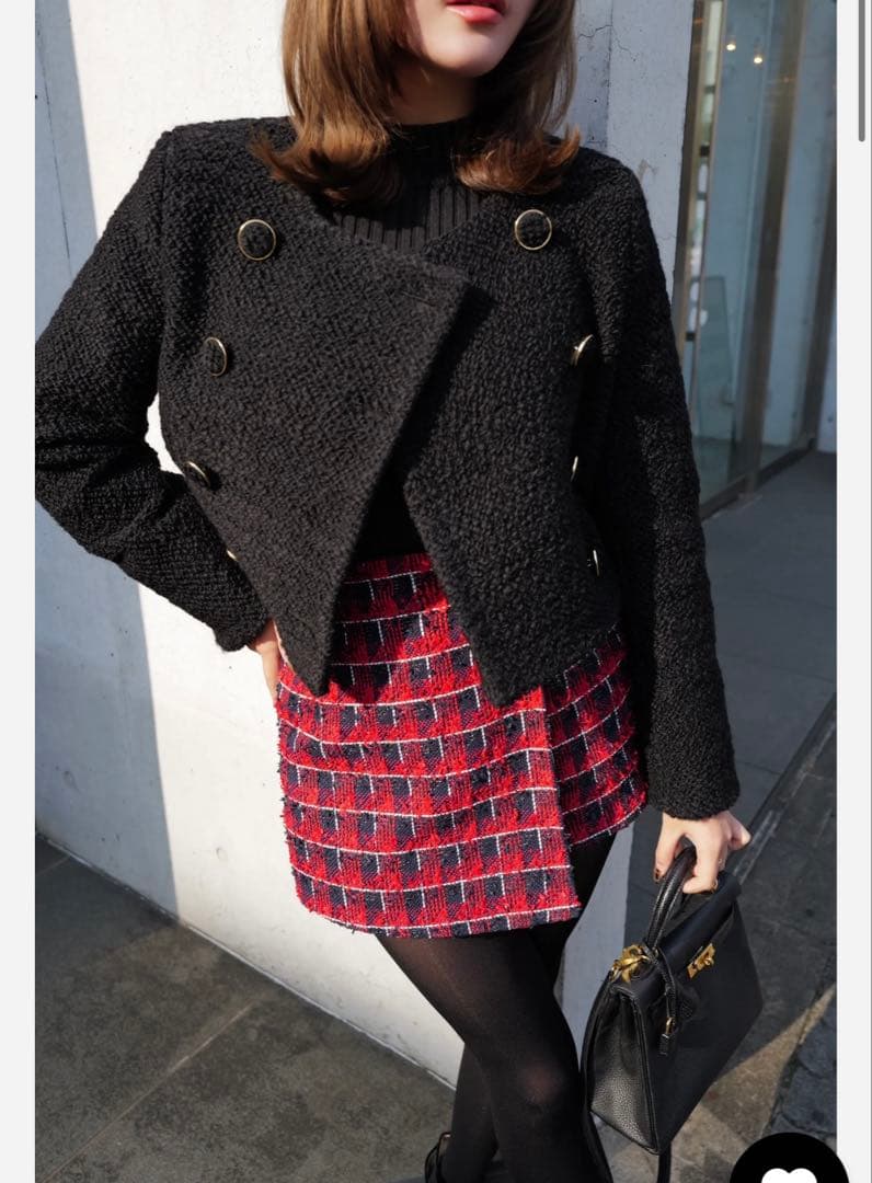 sheller シェリエ check tweed wrap culottes