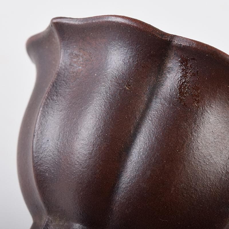 中国　中国宣興銘　紫砂朱泥　輪花碗　一對　V　8064E