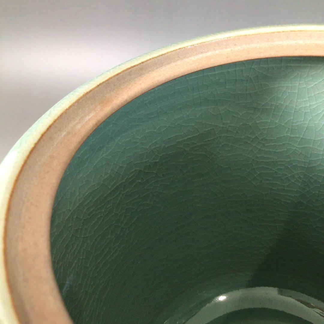 Ｒ７６５　水指　『青珍窯　梁命煥造』『高麗青磁水指』　共箱　茶道具