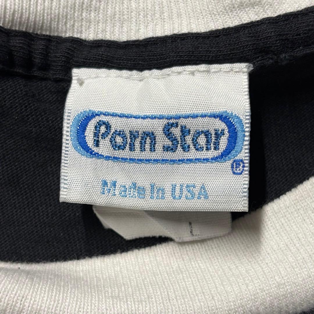 【Porn Star】90s USA製 Oval Logo Ringer Tee