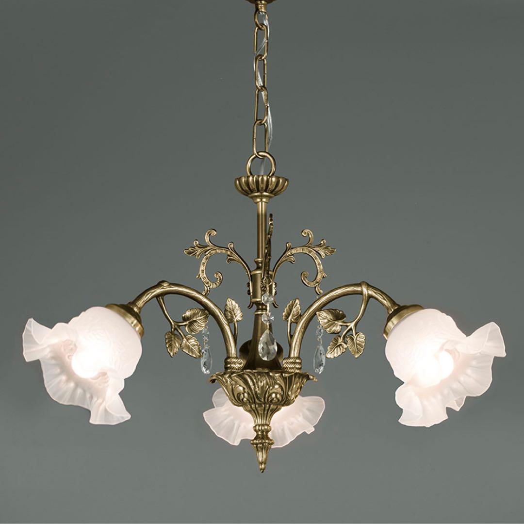 【6/15まで値下げ】スペインハンドメイド/クリスタルドロップ3灯 シャンデリア