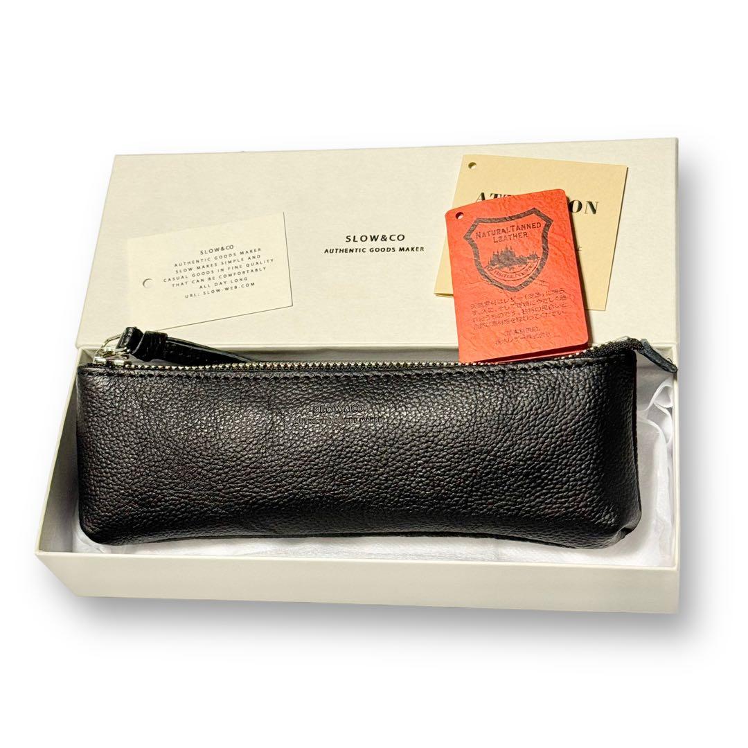 未使用品！ SLOW スロウ ペンケース 筆箱 レザー 本革 ブラック 黒 本革