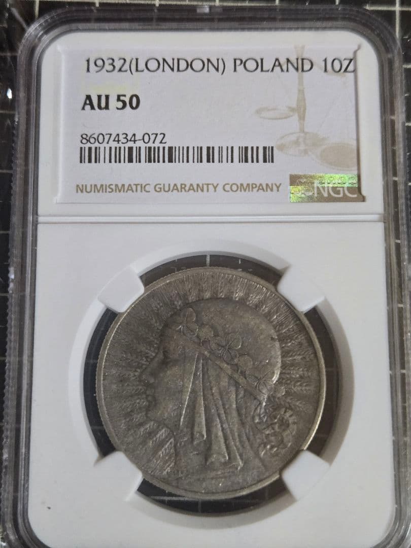 1932年 ポーランド 10ズロチ AU50 NGC ヤドヴィガ ポロニア 銀貨