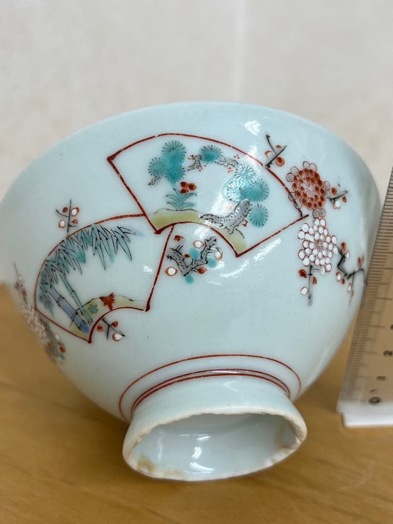 明治 右衛門 日本製お茶碗　名品　アンティーク唐物　古美術品　　骨董　江戸　青磁