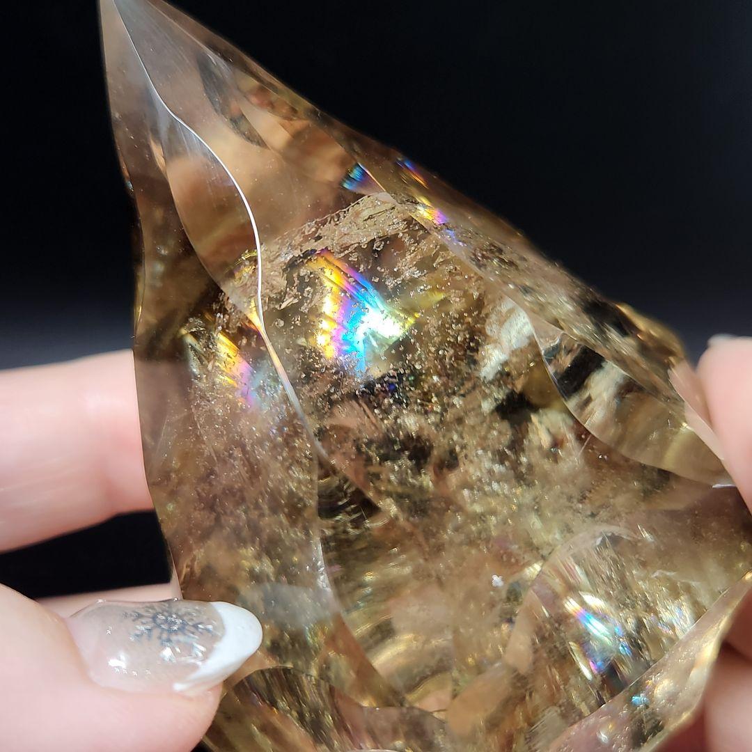 レア！【新品】天然ゼウスクオーツ ダイヤモンド置物 ★スモーキーシトリン★手彫り