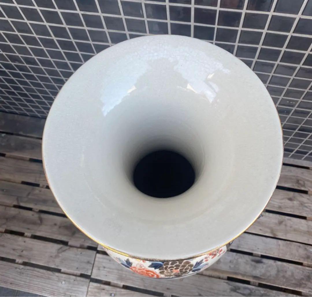 伊万里焼 大花瓶 壺 金襴手 花鳥文 骨董品 稀少 高さ76cm 狛犬