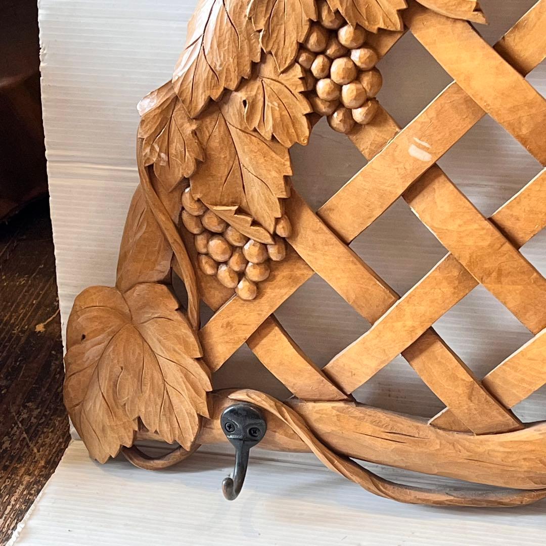 一点もの　木彫り　木製　ぶどう　ハンガー掛け　帽子掛け　インテリア