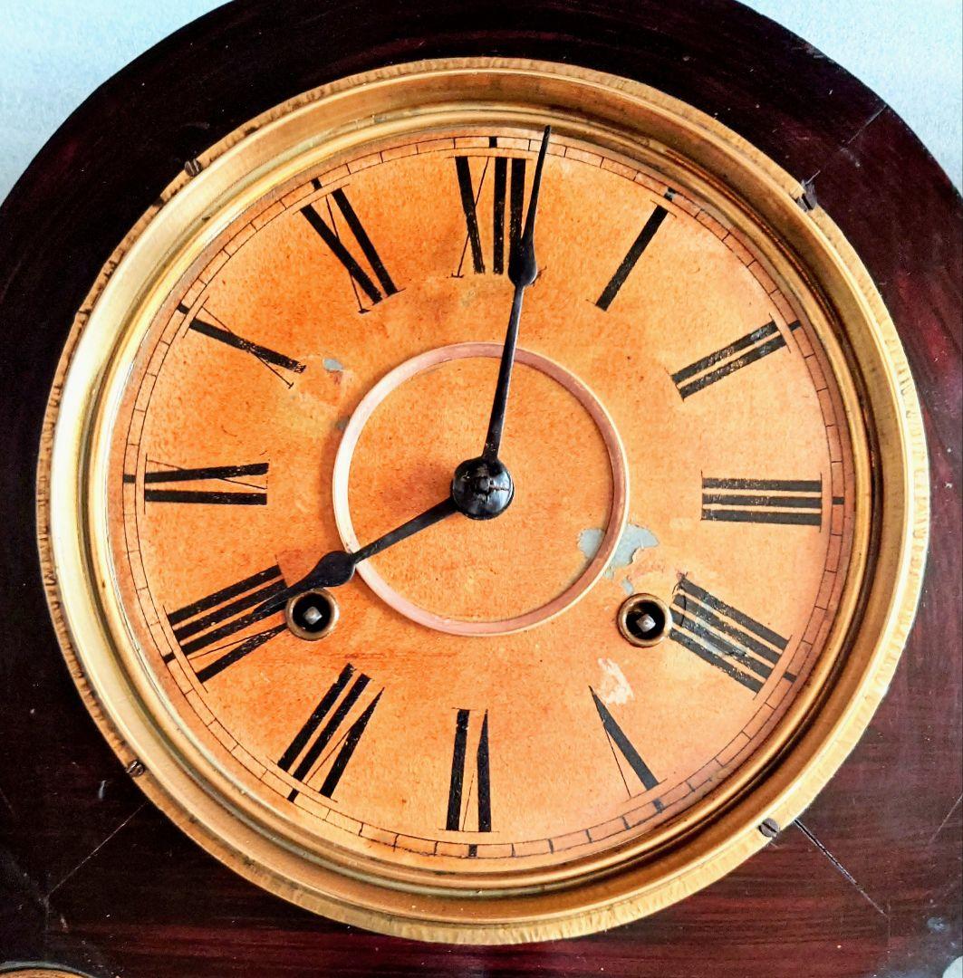 〈完動・美品〉松下時計製造所(初期松下)　金彩張り四ツ丸達磨型ゼンマイ振り子時計