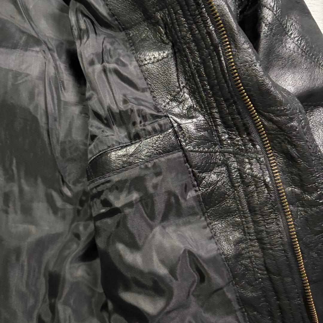 vintage A-2 レザージャケット　本革オールレザー　パッチワーク　黒　M