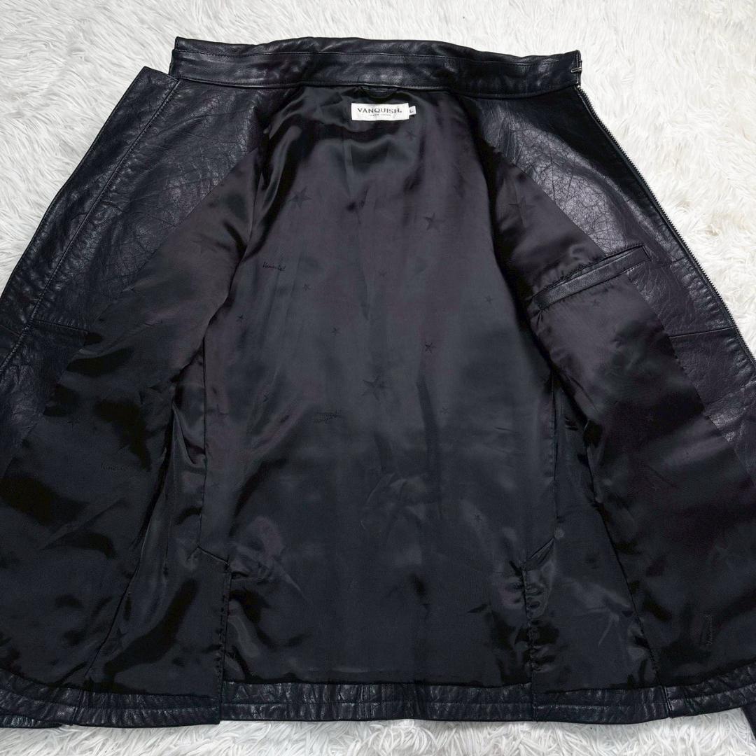 vanquish ライダース レザージャケット L 牛革 ダークネイビー カウ