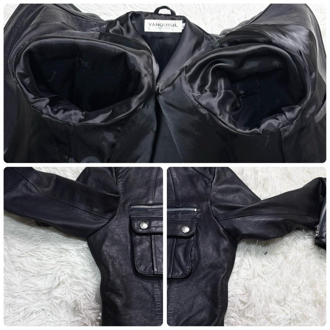 vanquish ライダース レザージャケット L 牛革 ダークネイビー カウ
