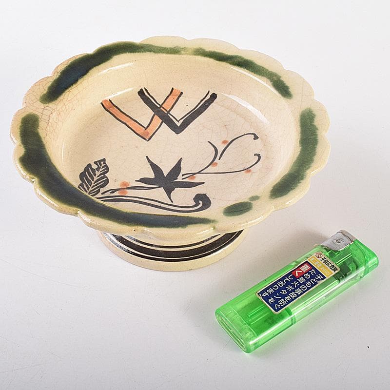 和食器　向井一峰作　織部向付　台皿　五客　共布共箱　M　R7606