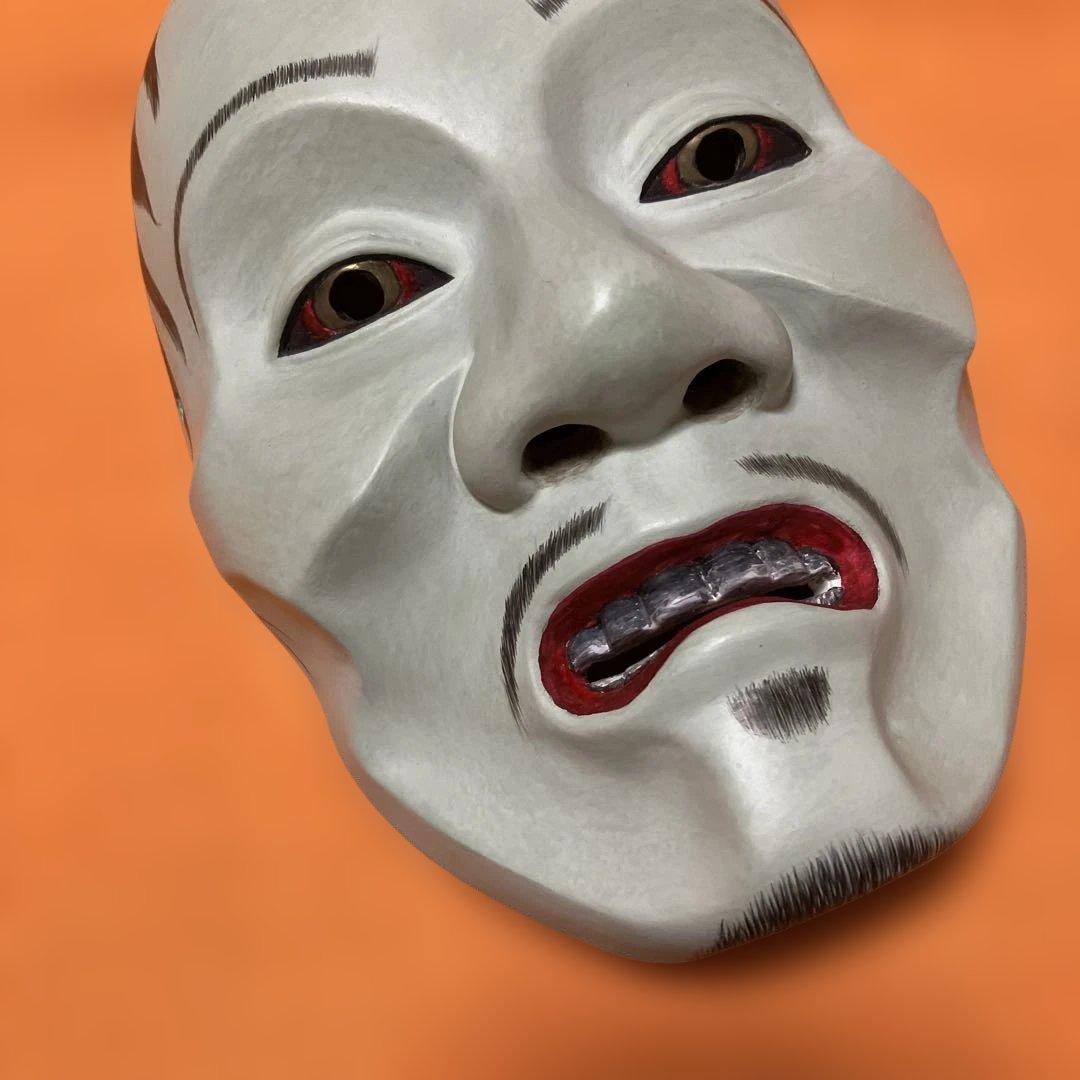 美品　能面　痩男　やせおとこ　木彫り　手彫り　桐箱