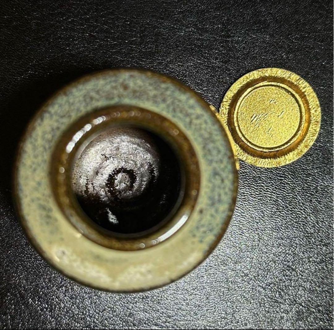 小代焼 肩衝 茶入/替仕服付！花文浮織 万代屋『近重治太郎』造！共箱/仕覆/栞付