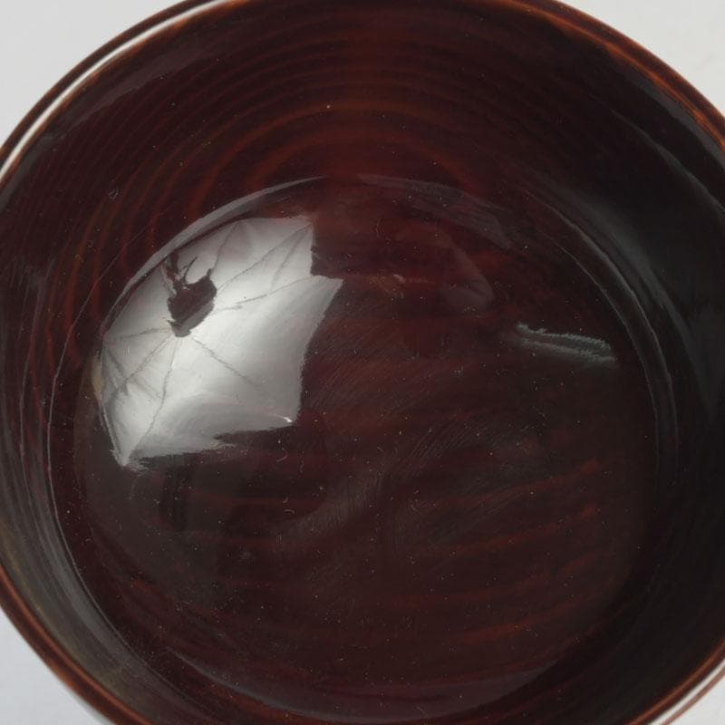 茶道具　塗師　安田春仁作　老松茶入　仕覆付　共箱　V　9691