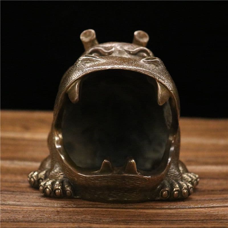 銅細工 カバの灰皿 装飾品 工芸品 美術品 置物