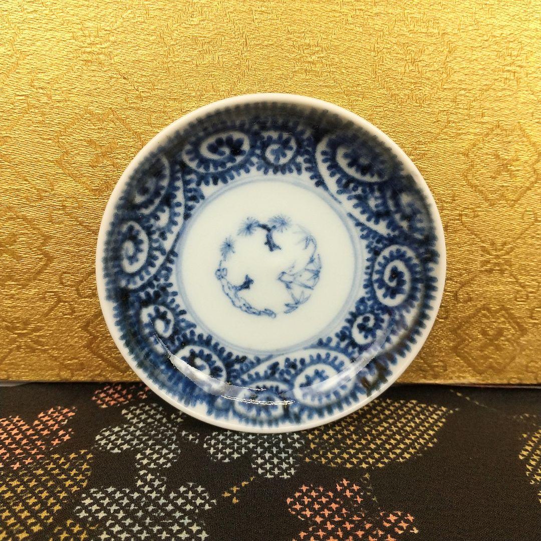 【お値下げしました！】古伊万里　豆皿　染付　蛸唐草文