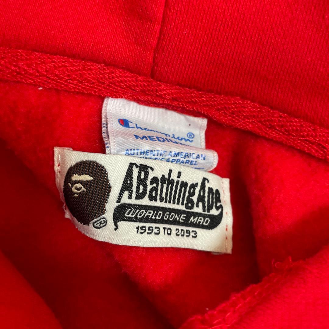 激レア アベイシングエイプ Champion コラボ パーカー 赤 M