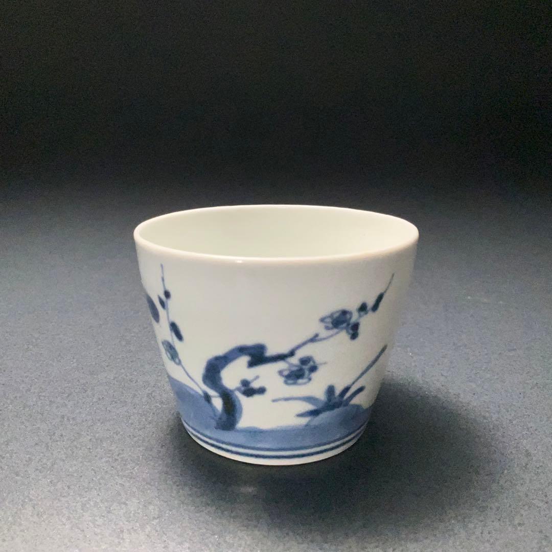 伊万里染付松竹梅図姫猪口　骨董　古伊万里　豆猪口　6R1243wダS