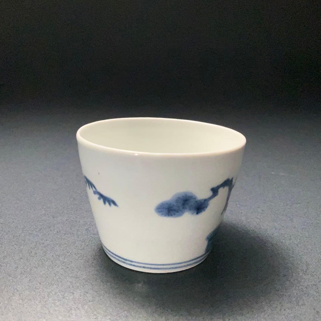 伊万里染付松竹梅図姫猪口　骨董　古伊万里　豆猪口　6R1243wダS