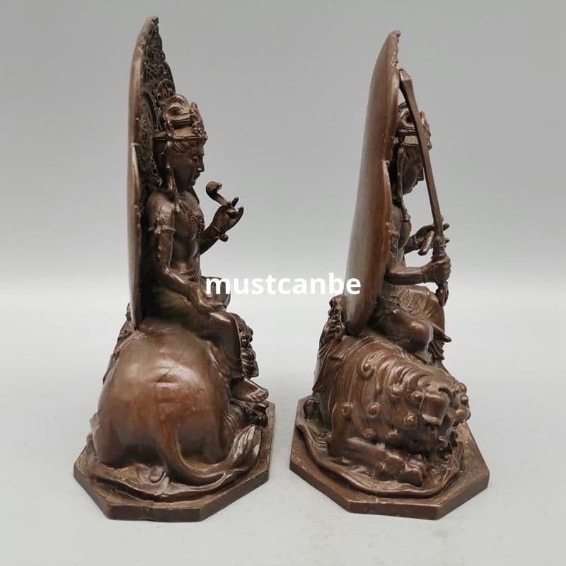 銅器 仏像 普賢文殊菩薩仏像 置物 開運 工芸品