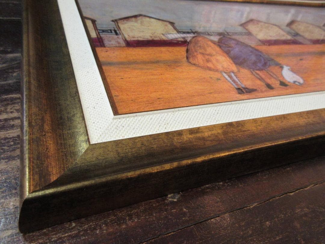 絵　絵画★サムトフト アートフレーム「海の家から海が見える」★ 動物＆癒し