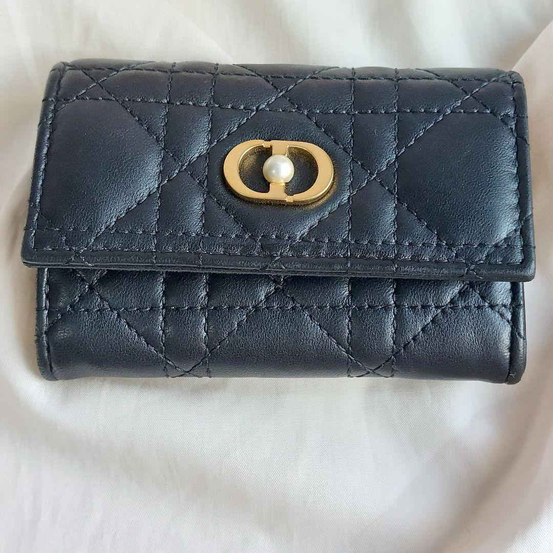 【現行】 ディオール 財布  オールグライシンウォレット 黒 革 パール