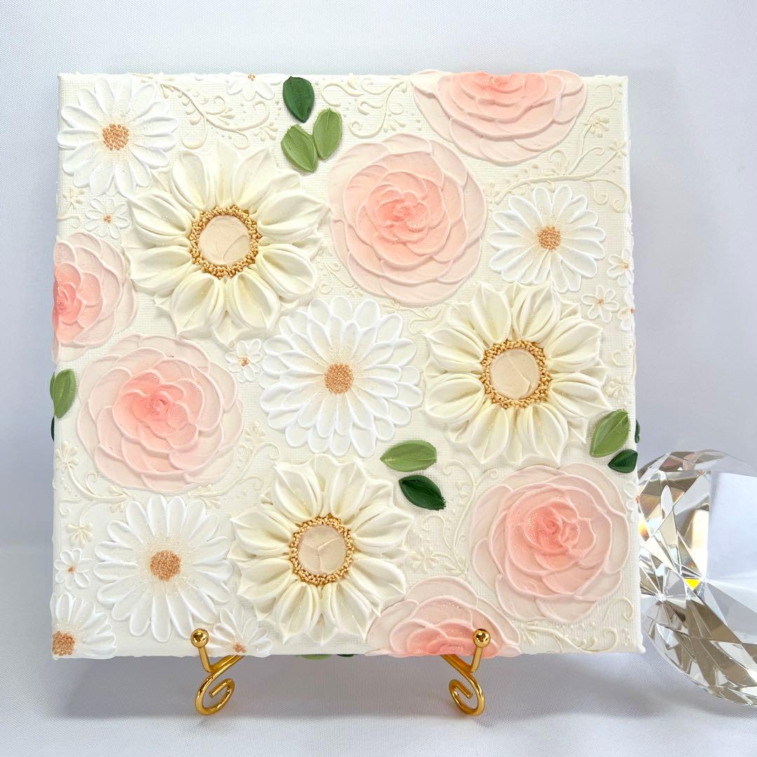 テクスチャーアート　絵画　インテリアアート　花　立体　絵　フラワーアート　花の絵