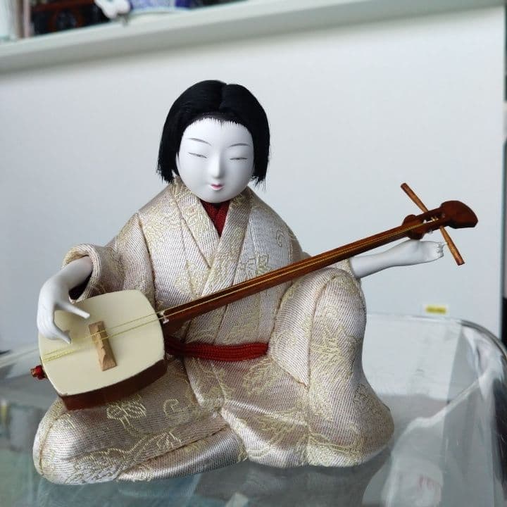 木目込み人形「三味線・女性」籠村美術織物作製⭐︎伝統工芸品