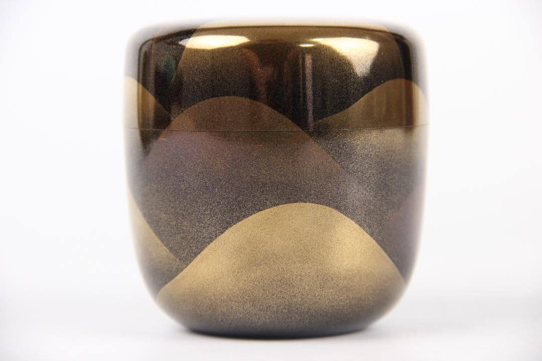 一后一兆 作 落款あり　遠山蒔絵棗 内梨地 共箱布 茶道具 EG1-13