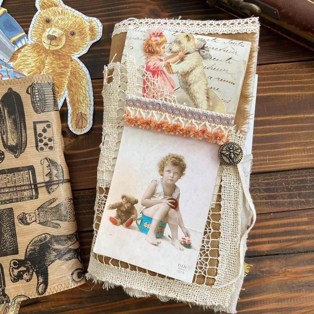 junk journal ジャンクジャーナル雑記帳　蛇腹ファイル　平袋付き