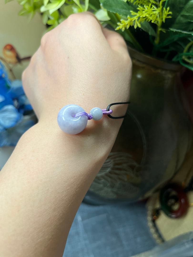 高品質❣️ミャンマー産A貨翡翠　　濃いラベンダー路路通ネックレストップ