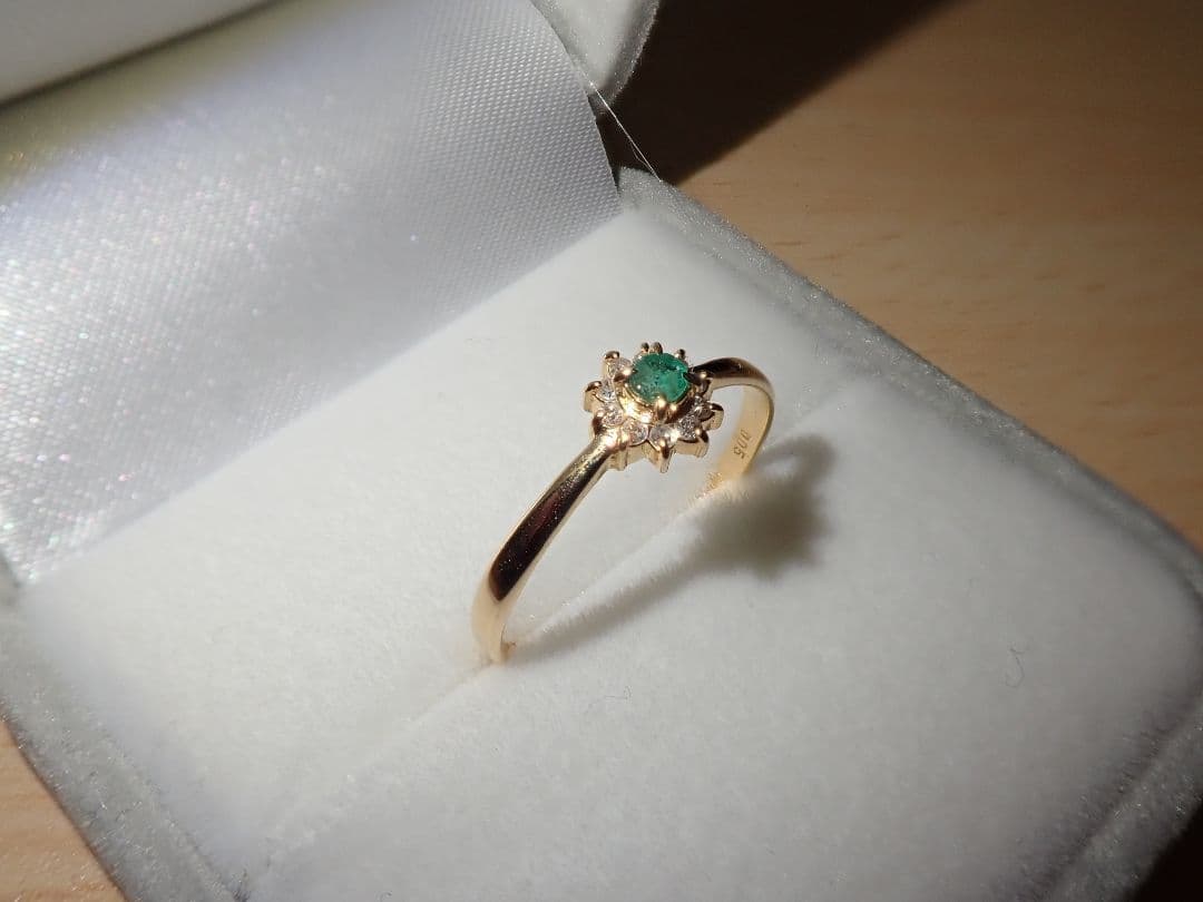 K18 天然エメラルド ダイヤモンド リング 12号
