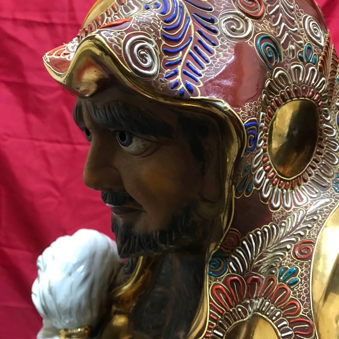 超驚愕‼️超大型‼️九谷焼達磨大師立像●摩訶不思議な御顔‼️正面厳顔、横面笑顔‼️