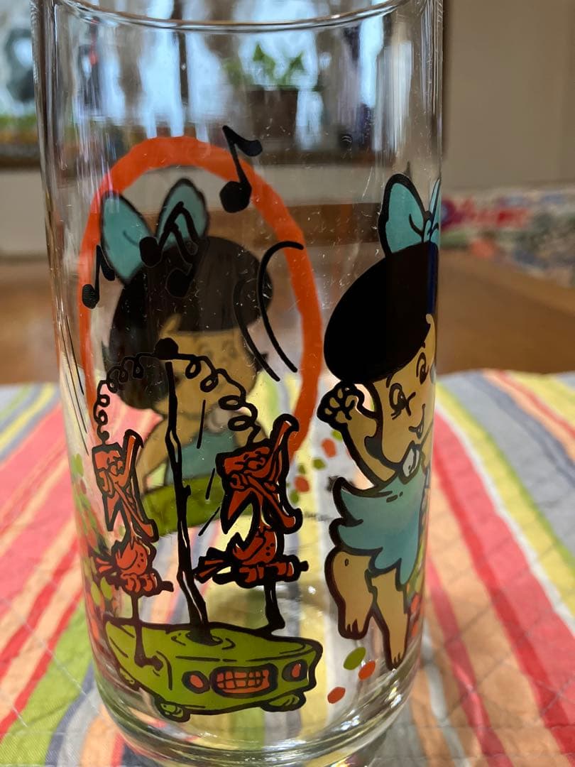 フリント・ストーン　キッズ　アニメキャラクター ガラスタンブラー　4個セット