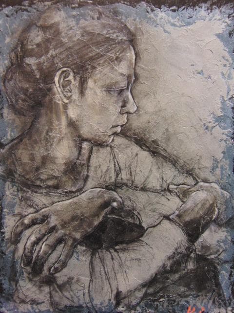 甲斐清子、宵、希少な画集より、新品高級額・額装付、状態良好