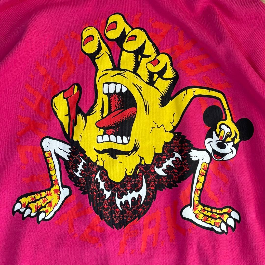 美品 GODGODTOWN ゲロ魔神 パーカー ピンク 2XL 3L