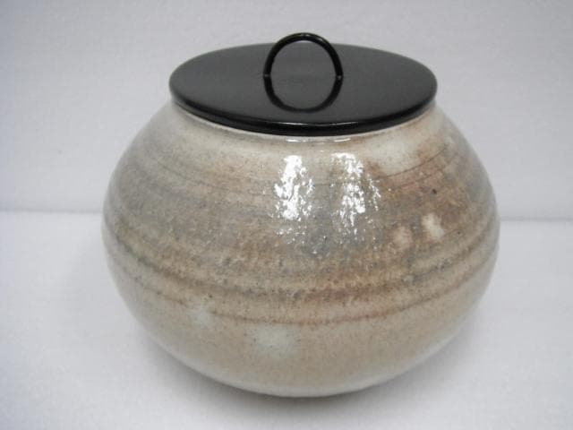 267/未使用品 粉引 水指 茶道具 考山造 蓋付き