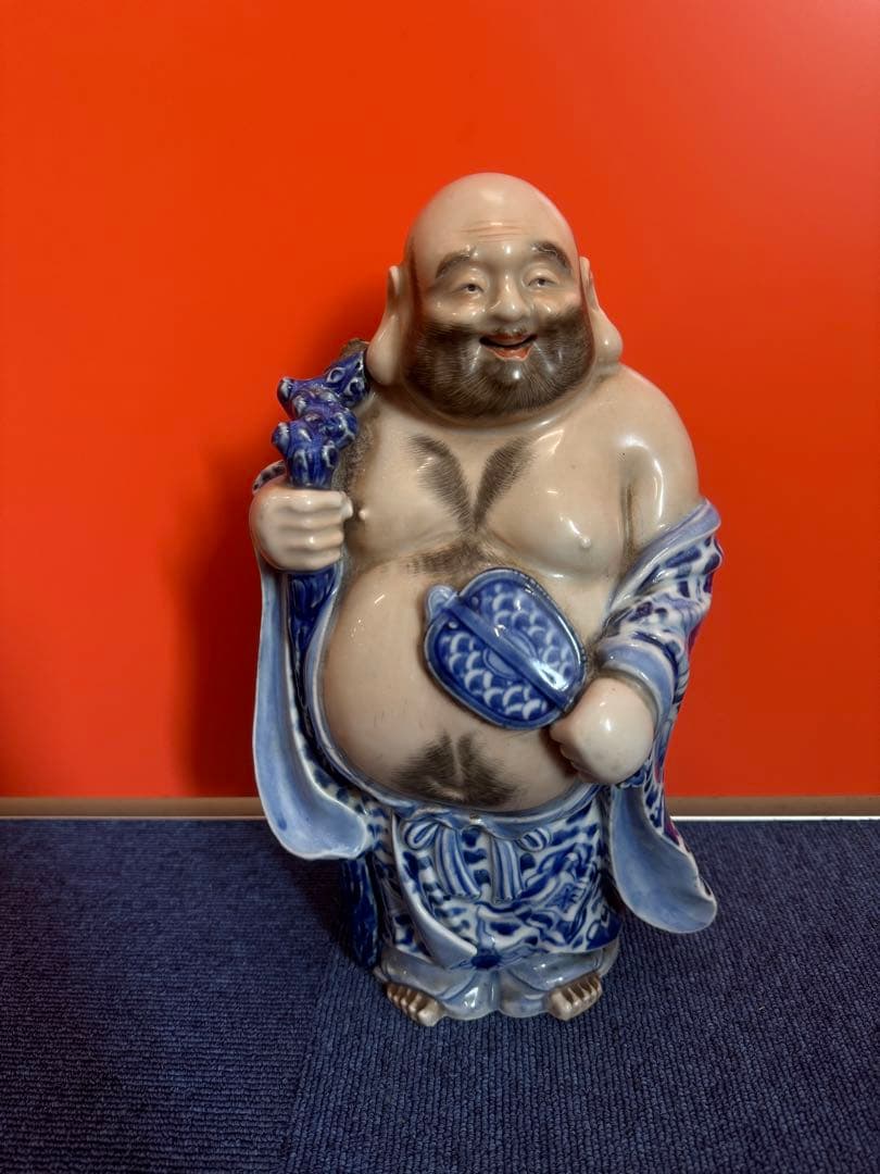 1957  九谷焼　唐草　布袋　七福神　置物