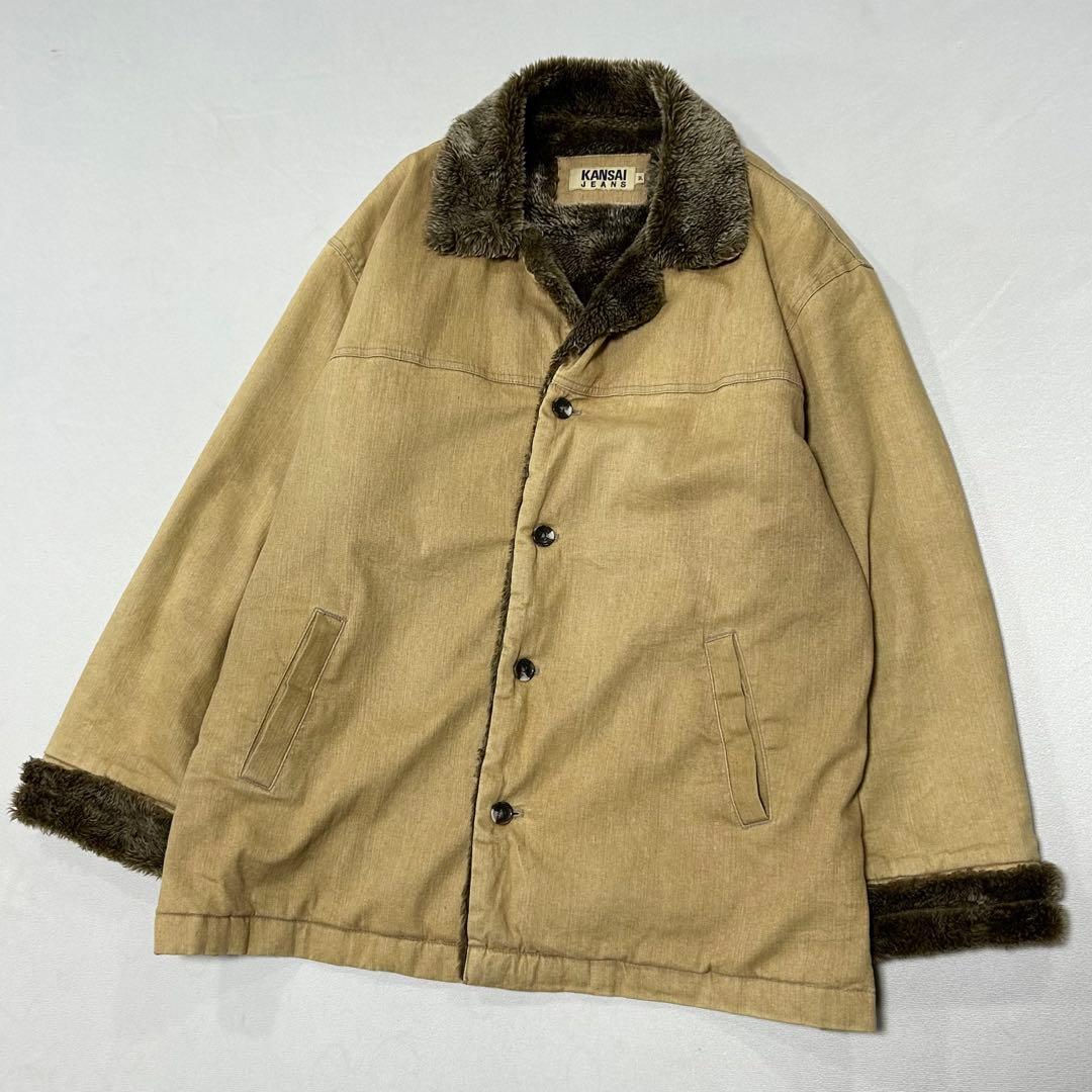 90s 山本寛斎 3L ギャングコート マフィア ファー モードロック Punk